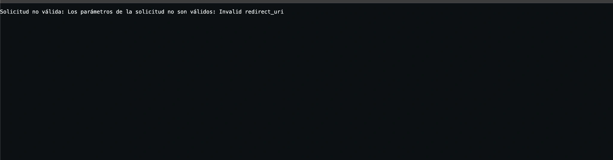 Ejemplo del error Invalid redirect_uri al autorizar Instagram
